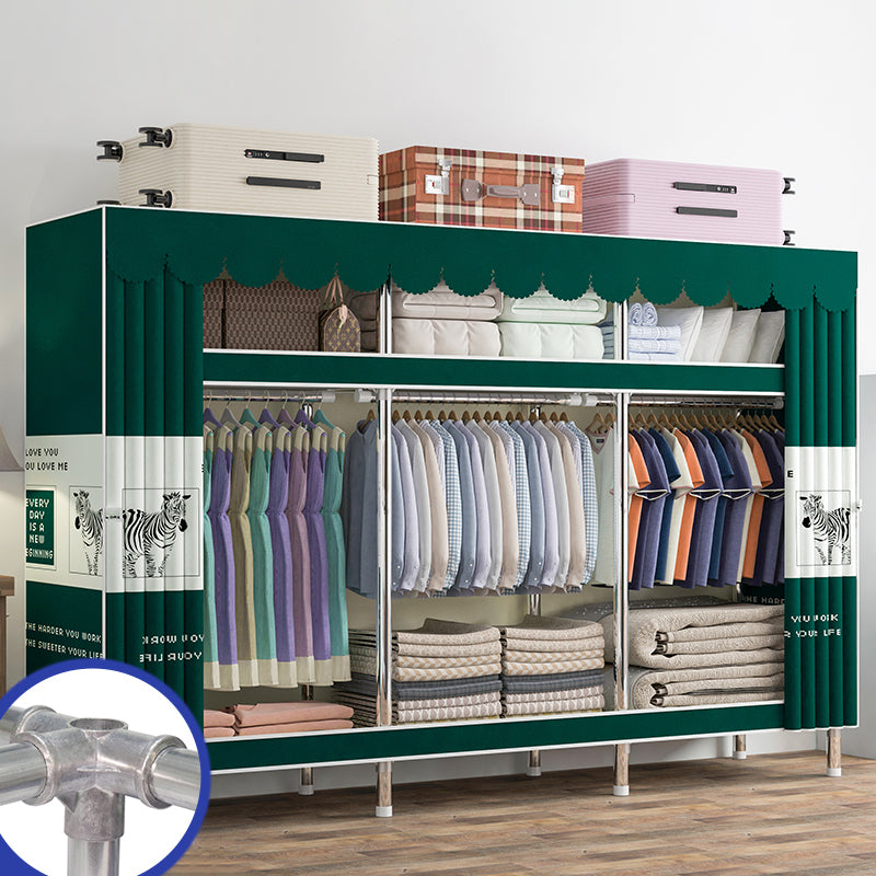 Contemporary Wardrobe Armoire with Shelves Steel Wardrobe Closet