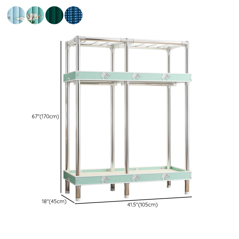 Contemporary Wardrobe Armoire with Shelves Steel Wardrobe Closet