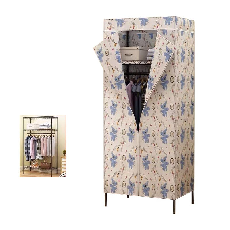 Contemporary Style Steel Wardrobe Adjustable Shelves Wardrobe Closet with Legs