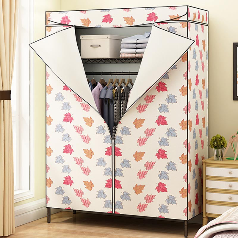 Contemporary Style Steel Wardrobe Adjustable Shelves Wardrobe Closet with Legs