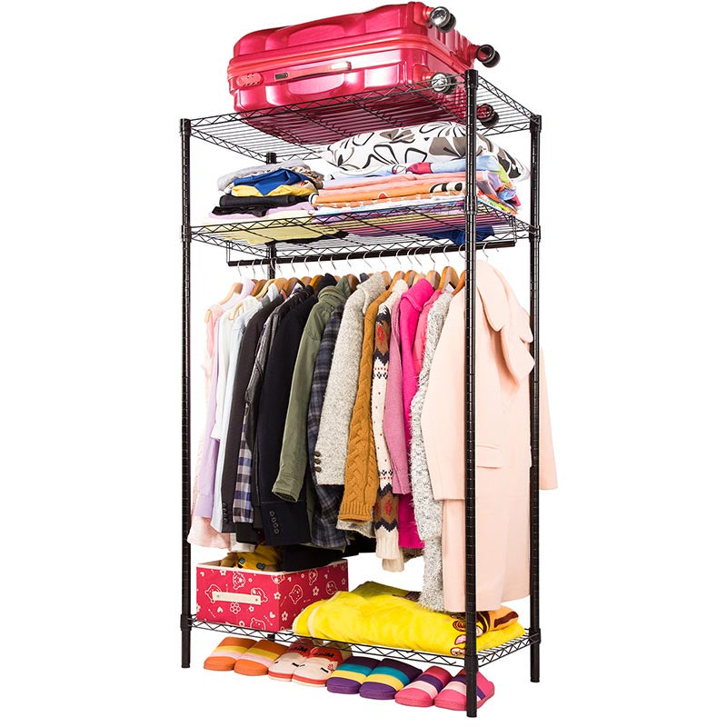 Contemporary Style Steel Wardrobe Adjustable Shelves Wardrobe Closet with Legs