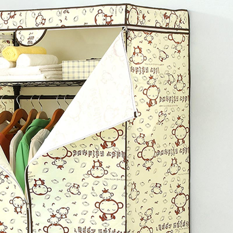 Contemporary Style Steel Wardrobe Adjustable Shelves Wardrobe Closet with Legs