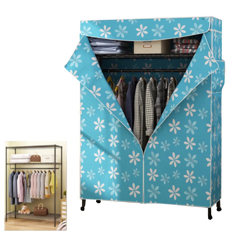 Contemporary Style Steel Wardrobe Adjustable Shelves Wardrobe Closet with Legs