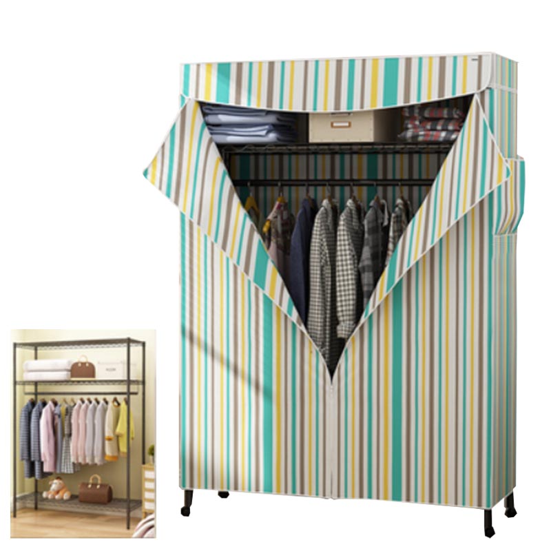 Contemporary Style Steel Wardrobe Adjustable Shelves Wardrobe Closet with Legs