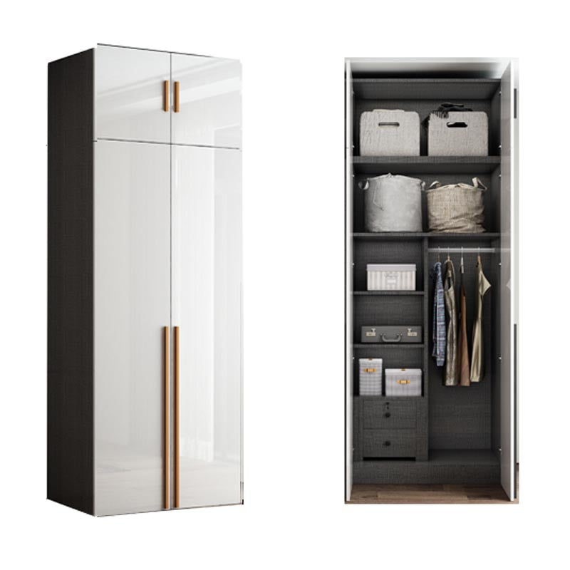 White Colour Wooden Wardrobe Cloth Rod Included Wardrobe Closet for Bedroom