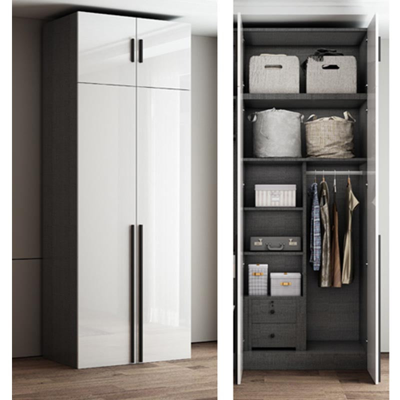 White Colour Wooden Wardrobe Cloth Rod Included Wardrobe Closet for Bedroom