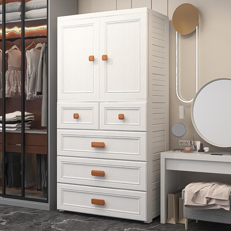 White Plastic Wardrobe Armoire with Legs Contemporary Wardrobe Closet