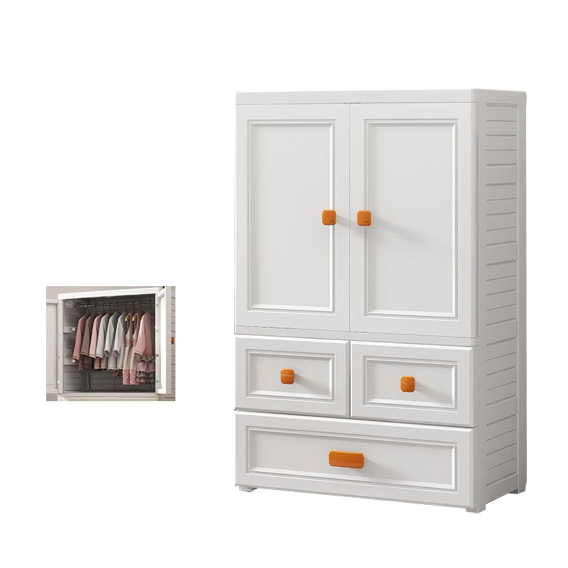 White Plastic Wardrobe Armoire with Legs Contemporary Wardrobe Closet