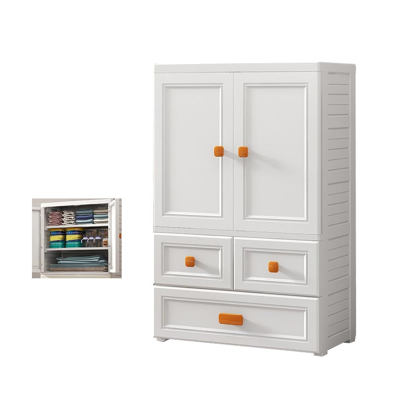 White Plastic Wardrobe Armoire with Legs Contemporary Wardrobe Closet