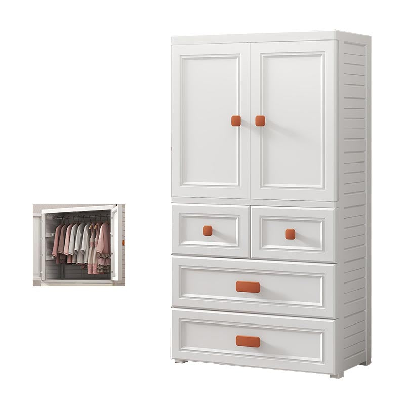 White Plastic Wardrobe Armoire with Legs Contemporary Wardrobe Closet