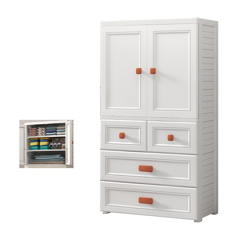 White Plastic Wardrobe Armoire with Legs Contemporary Wardrobe Closet