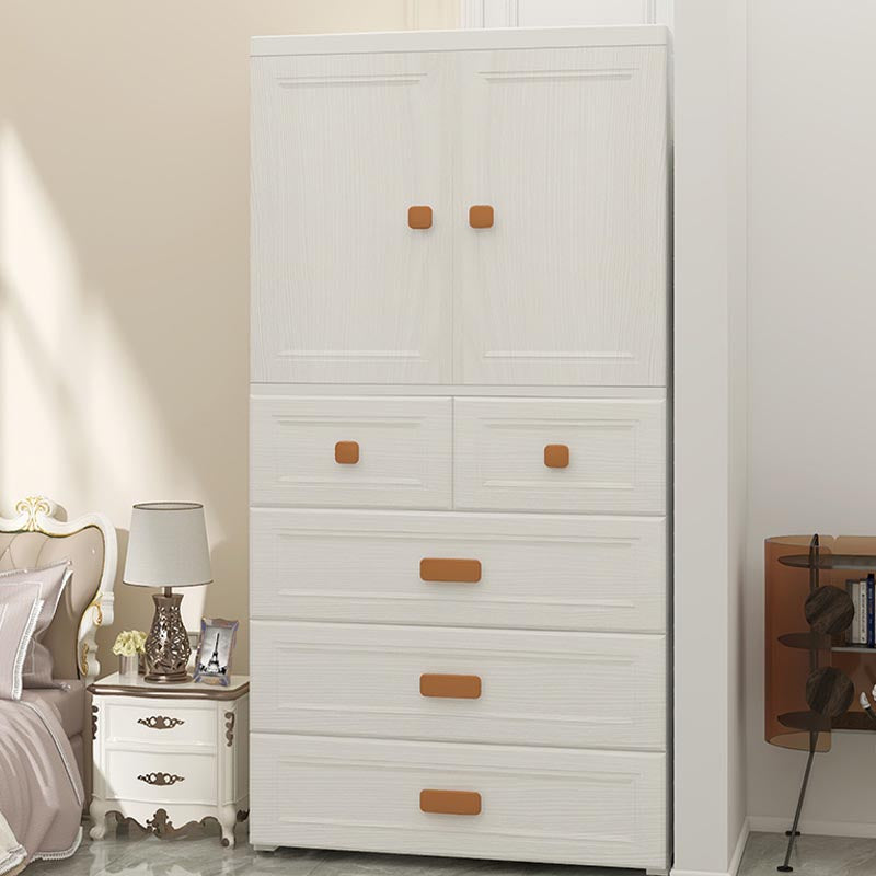 White Plastic Wardrobe Armoire with Legs Contemporary Wardrobe Closet