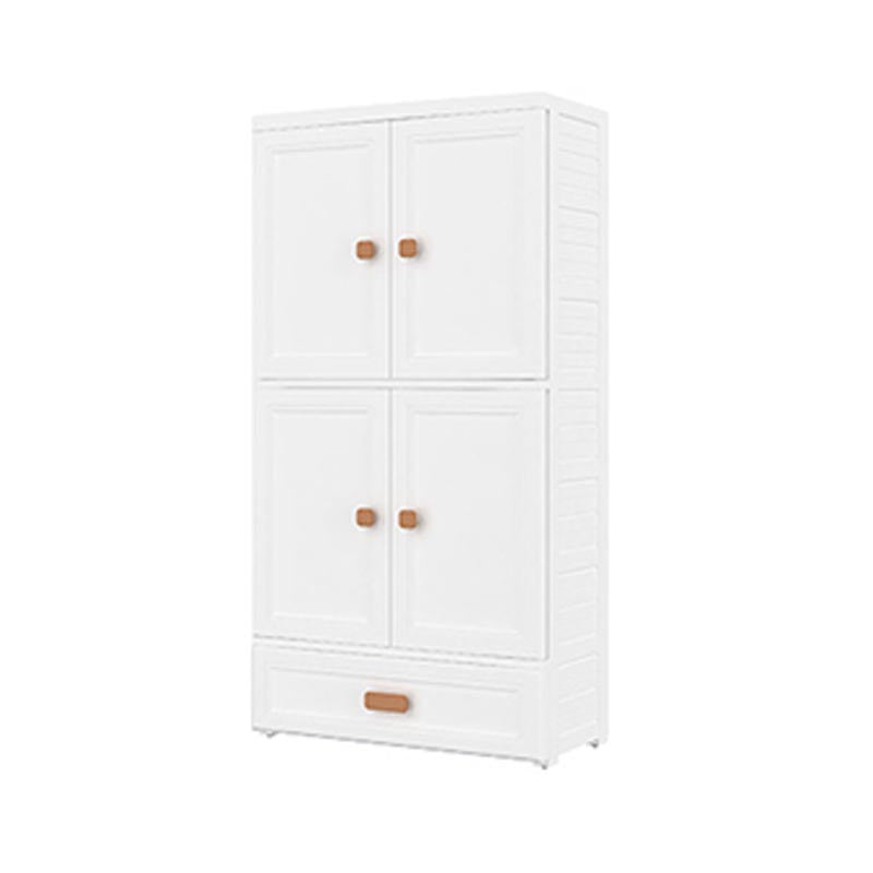 White Plastic Wardrobe Armoire with Legs Contemporary Wardrobe Closet