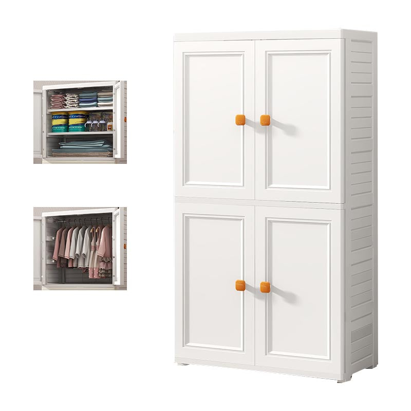 White Plastic Wardrobe Armoire with Legs Contemporary Wardrobe Closet