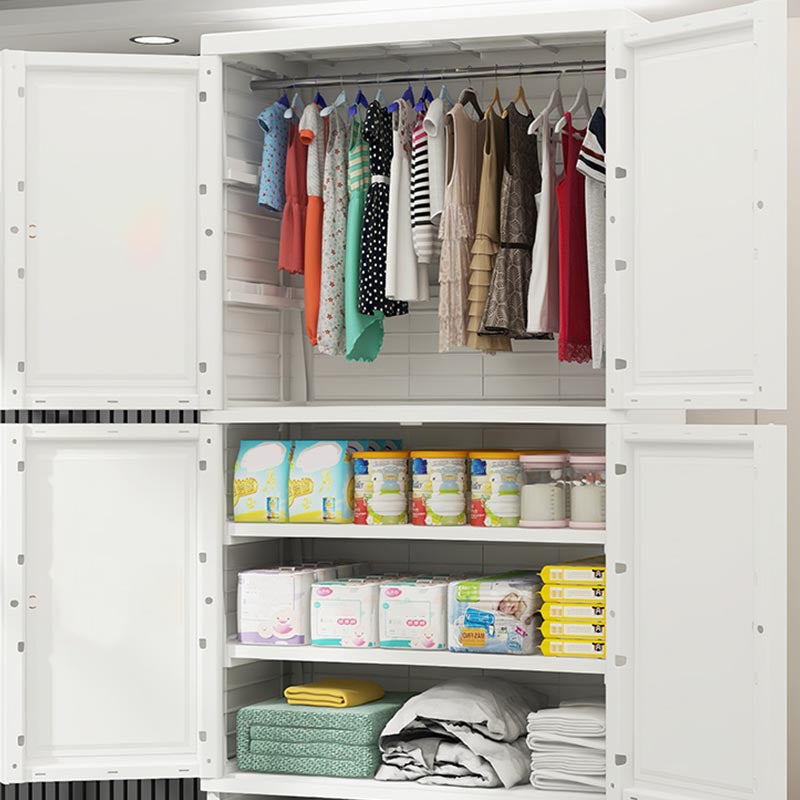 White Plastic Wardrobe Armoire with Legs Contemporary Wardrobe Closet