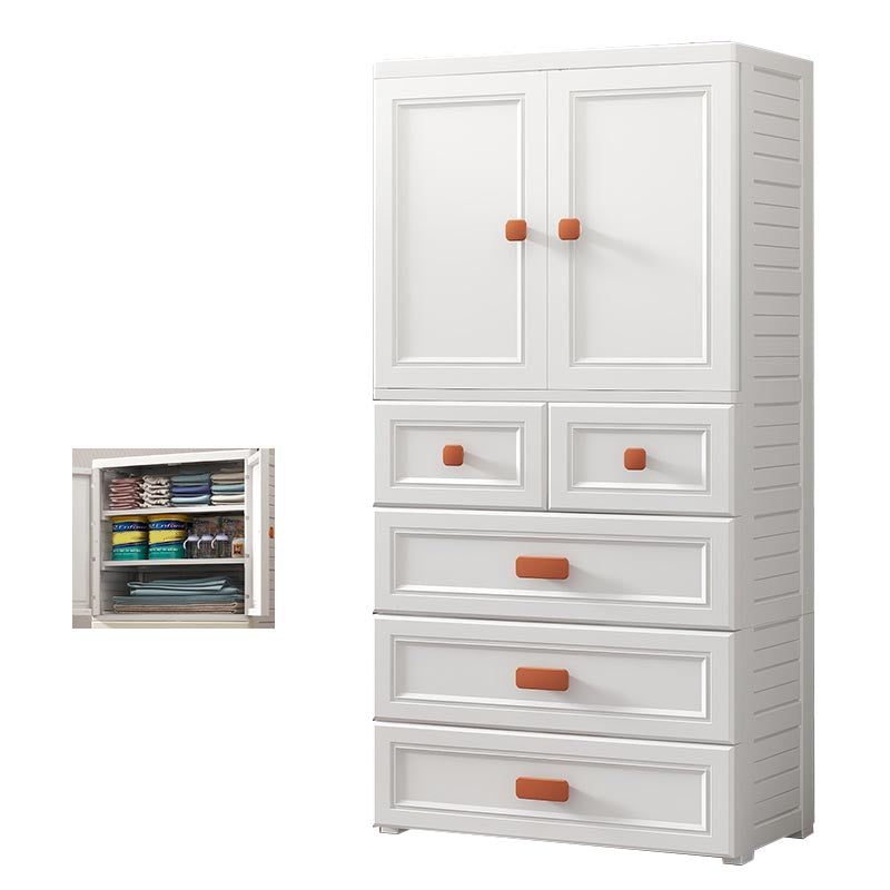 White Plastic Wardrobe Armoire with Legs Contemporary Wardrobe Closet
