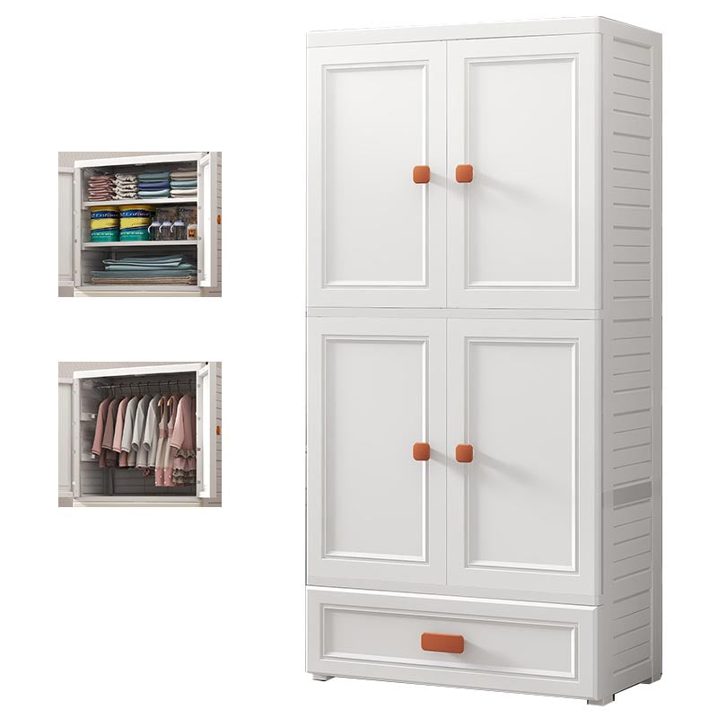 White Plastic Wardrobe Armoire with Legs Contemporary Wardrobe Closet