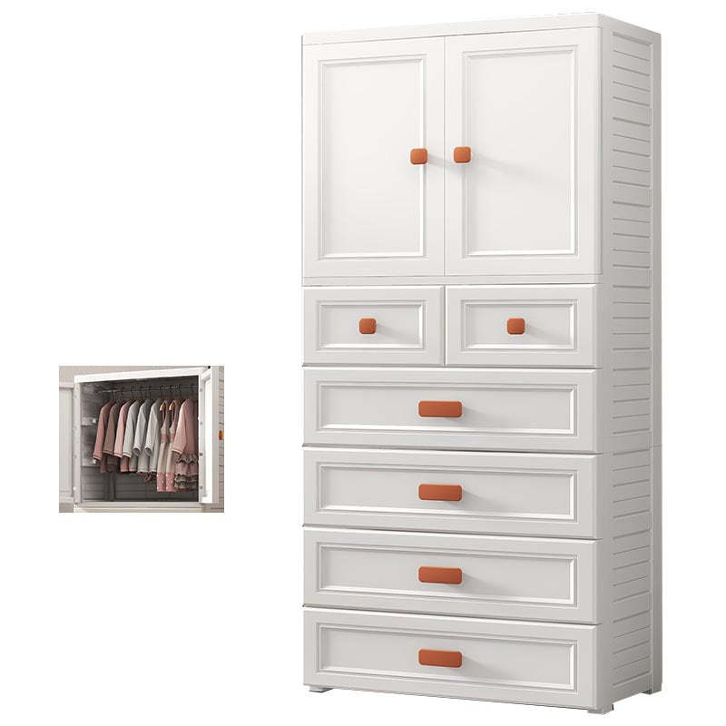White Plastic Wardrobe Armoire with Legs Contemporary Wardrobe Closet