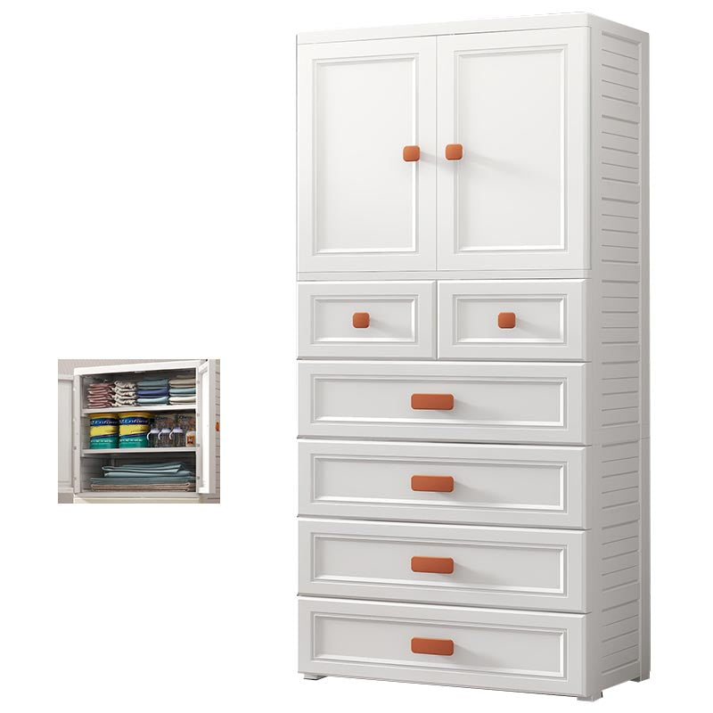 White Plastic Wardrobe Armoire with Legs Contemporary Wardrobe Closet