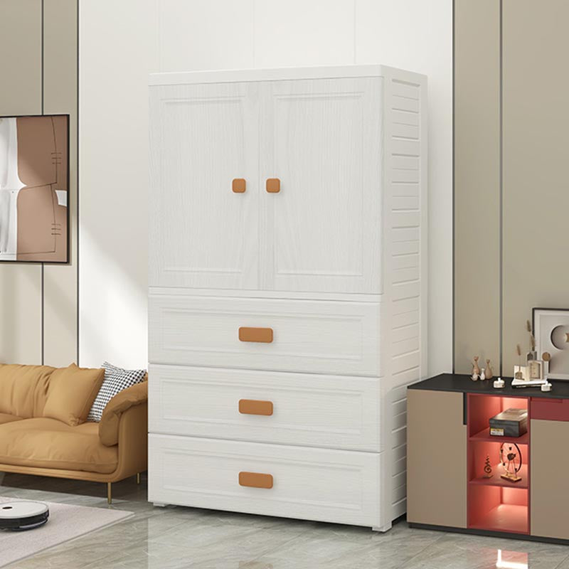 White Plastic Wardrobe Armoire with Legs Contemporary Wardrobe Closet