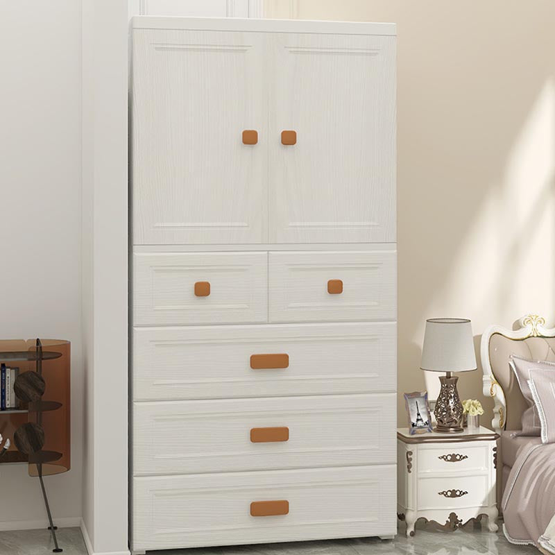 White Plastic Wardrobe Armoire with Legs Contemporary Wardrobe Closet