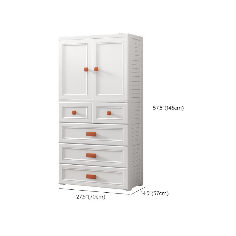 White Plastic Wardrobe Armoire with Legs Contemporary Wardrobe Closet