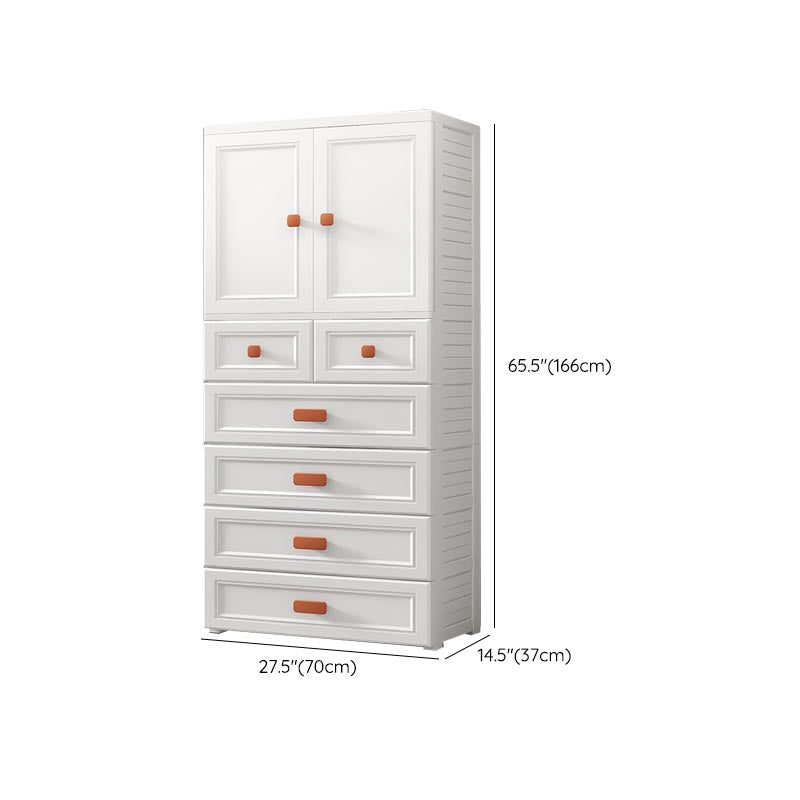 White Plastic Wardrobe Armoire with Legs Contemporary Wardrobe Closet