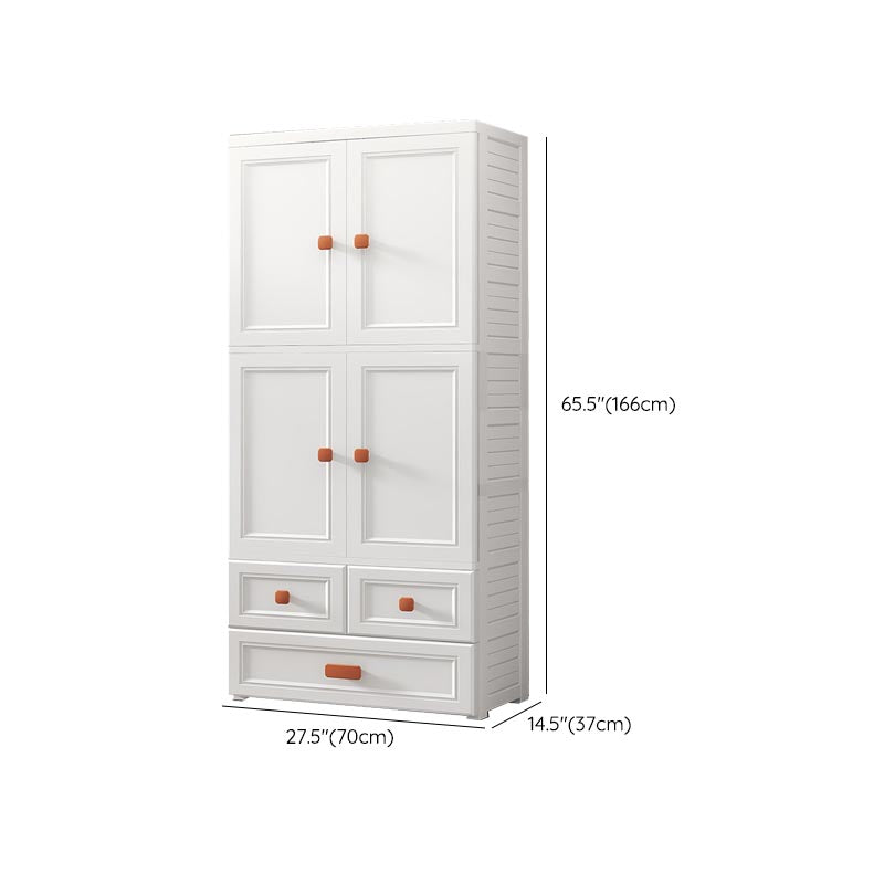 White Plastic Wardrobe Armoire with Legs Contemporary Wardrobe Closet