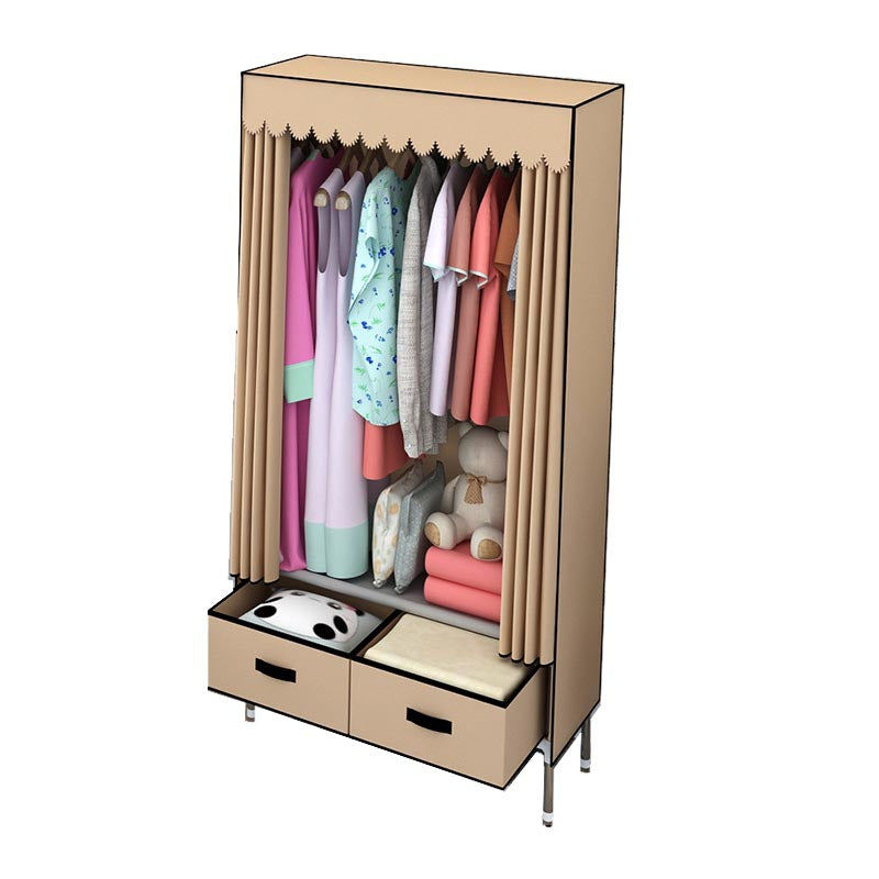 Contemporary Style Metal Wardrobe 2 Drawers Wardrobe Closet with Legs