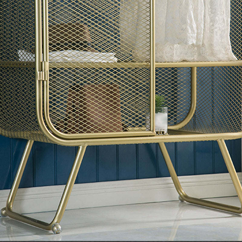 Modern Hinged Door Wardrobe for Home Matte Finish Cabinet with Metal Frame