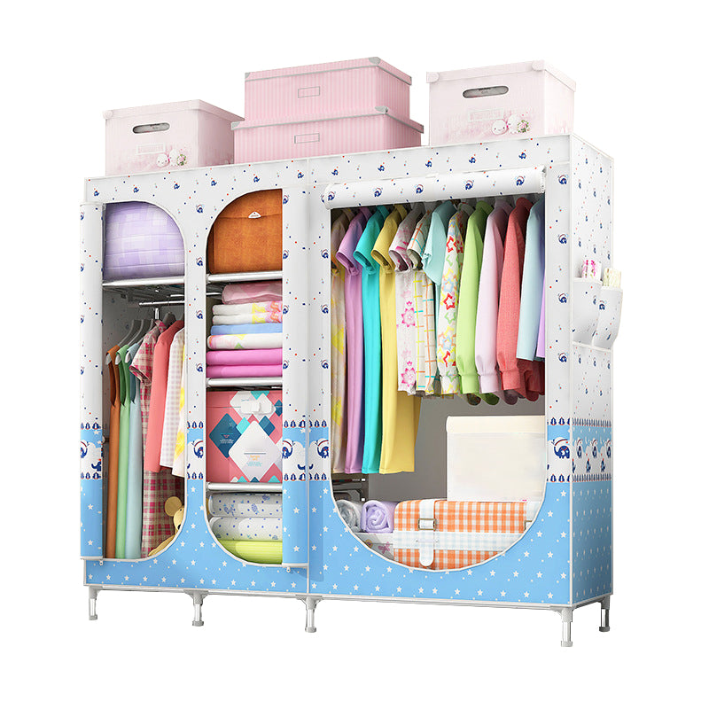 Contemporary Style Steel Wardrobe 3-door Wardrobe Closet with Legs