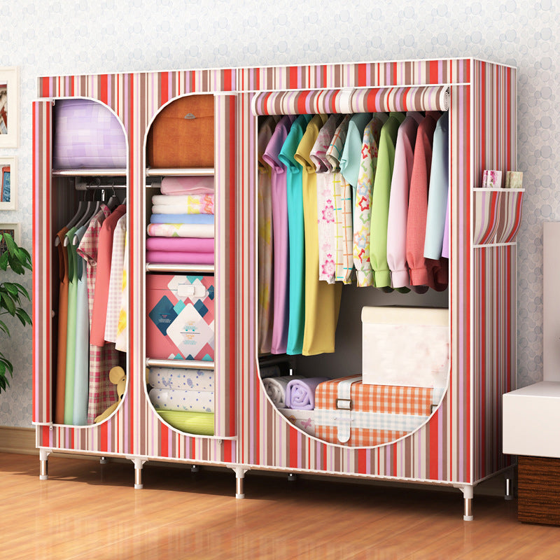 Contemporary Style Steel Wardrobe 3-door Wardrobe Closet with Legs