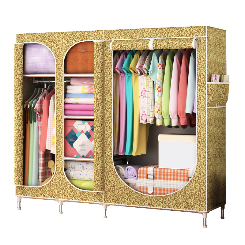 Contemporary Style Steel Wardrobe 3-door Wardrobe Closet with Legs