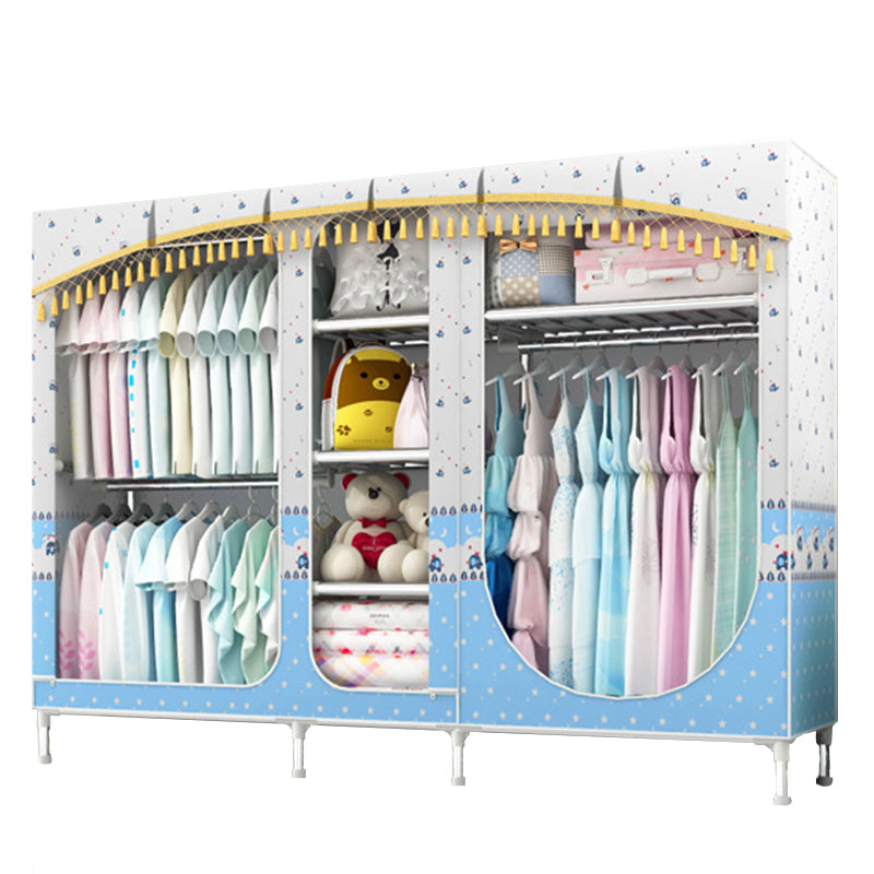 Contemporary Style Steel Wardrobe 3-door Wardrobe Closet with Legs