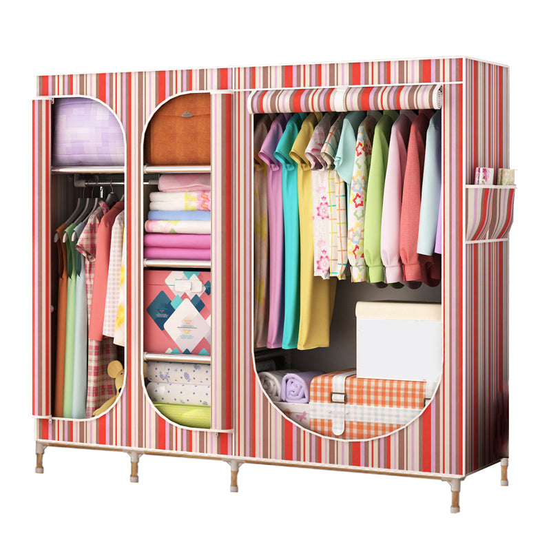 Contemporary Style Steel Wardrobe 3-door Wardrobe Closet with Legs