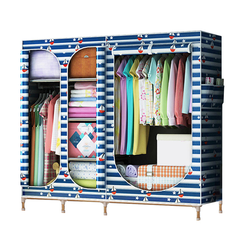 Contemporary Style Steel Wardrobe 3-door Wardrobe Closet with Legs