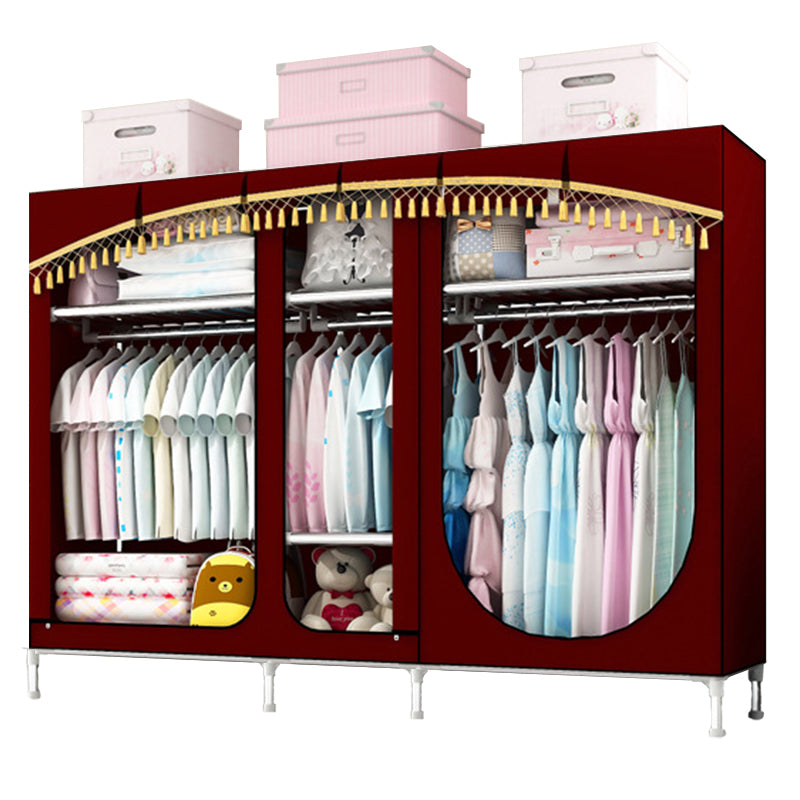 Contemporary Style Steel Wardrobe 3-door Wardrobe Closet with Legs