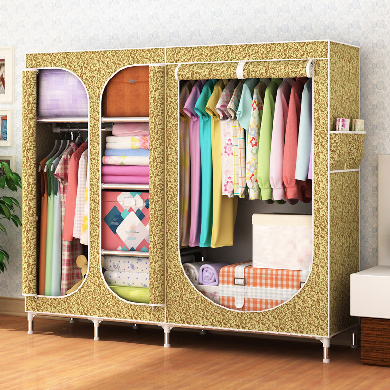 Contemporary Style Steel Wardrobe 3-door Wardrobe Closet with Legs