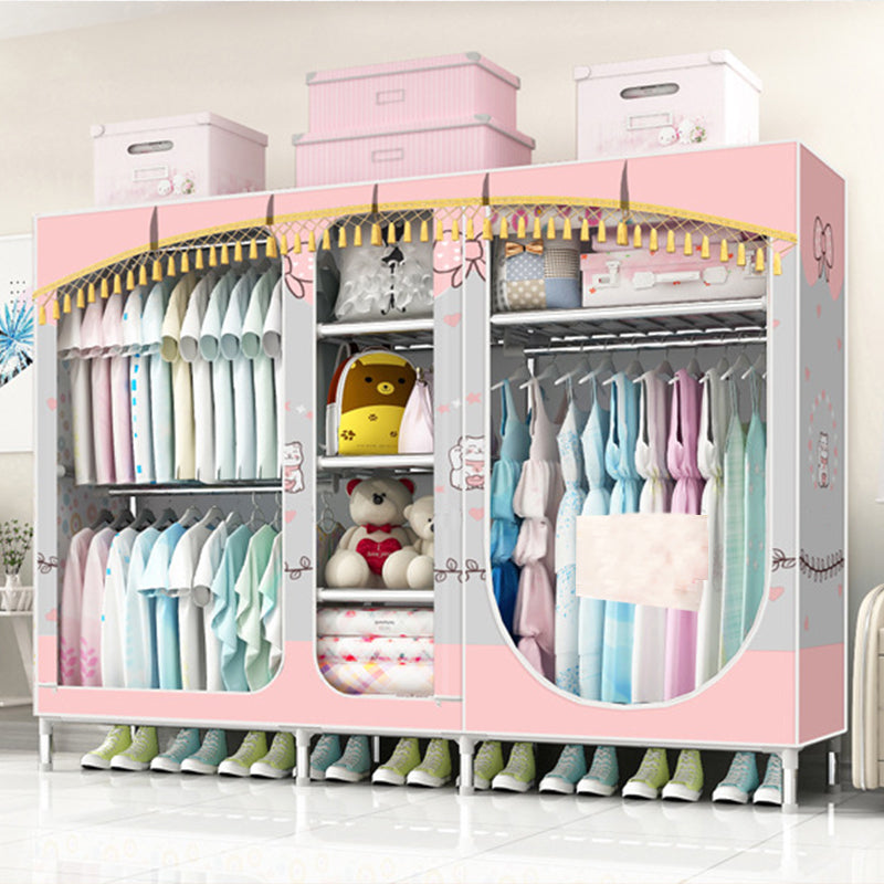 Contemporary Style Steel Wardrobe 3-door Wardrobe Closet with Legs