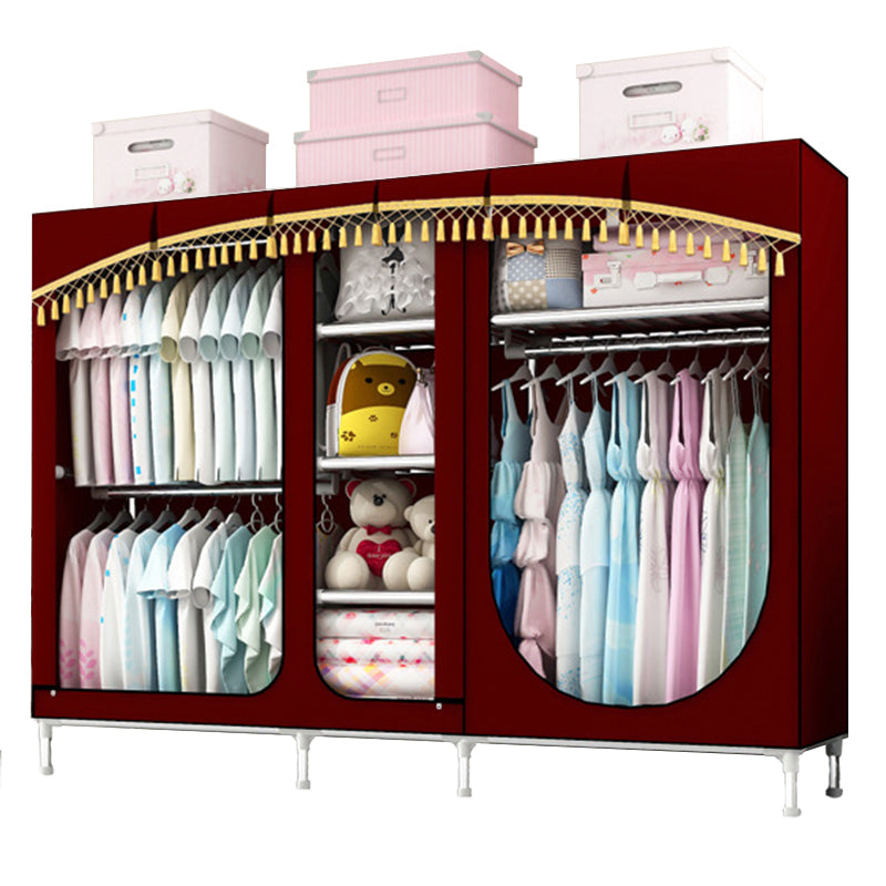 Contemporary Style Steel Wardrobe 3-door Wardrobe Closet with Legs