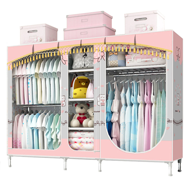 Contemporary Style Steel Wardrobe 3-door Wardrobe Closet with Legs