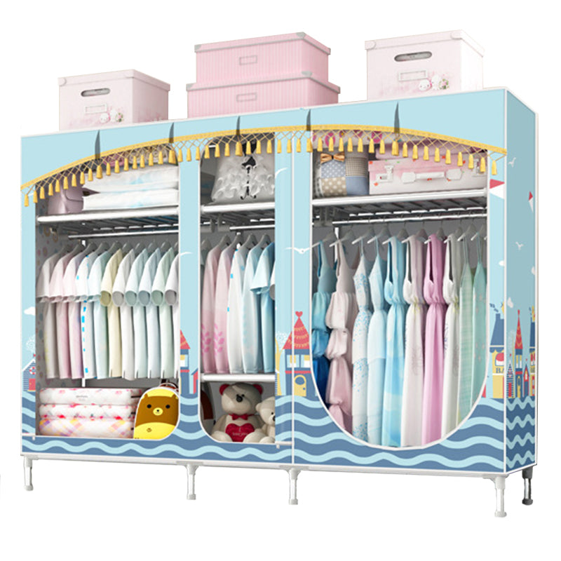 Contemporary Style Steel Wardrobe 3-door Wardrobe Closet with Legs