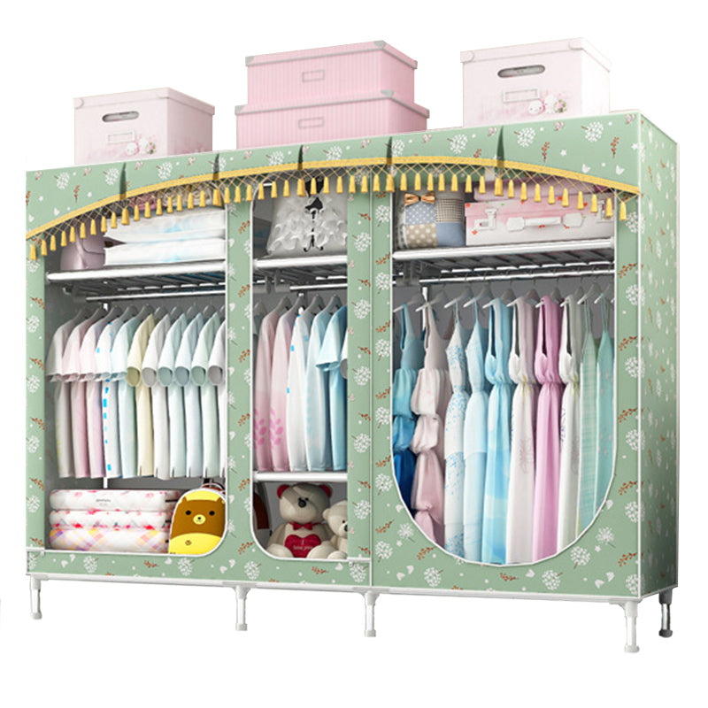 Contemporary Style Steel Wardrobe 3-door Wardrobe Closet with Legs