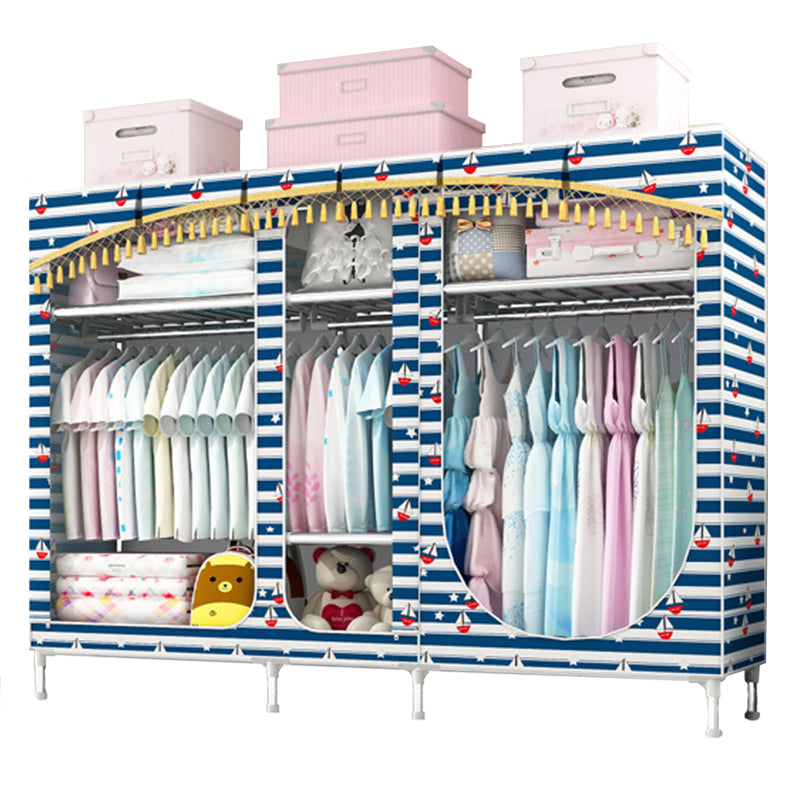 Contemporary Style Steel Wardrobe 3-door Wardrobe Closet with Legs