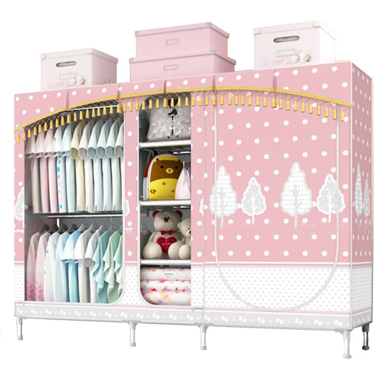 Contemporary Style Steel Wardrobe 3-door Wardrobe Closet with Legs