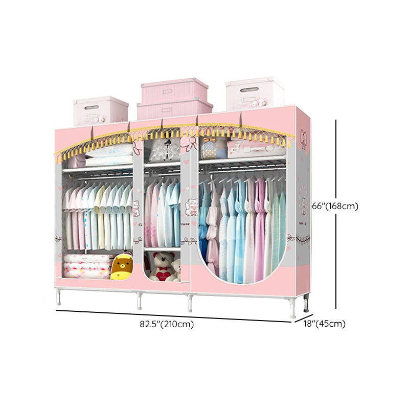 Contemporary Style Steel Wardrobe 3-door Wardrobe Closet with Legs