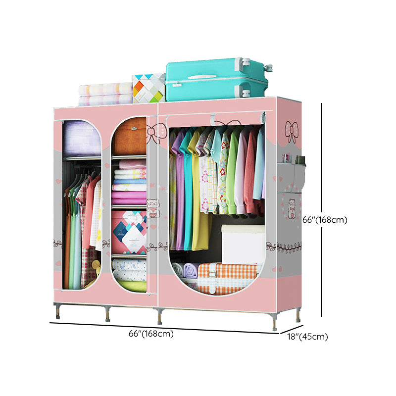 Contemporary Style Steel Wardrobe 3-door Wardrobe Closet with Legs