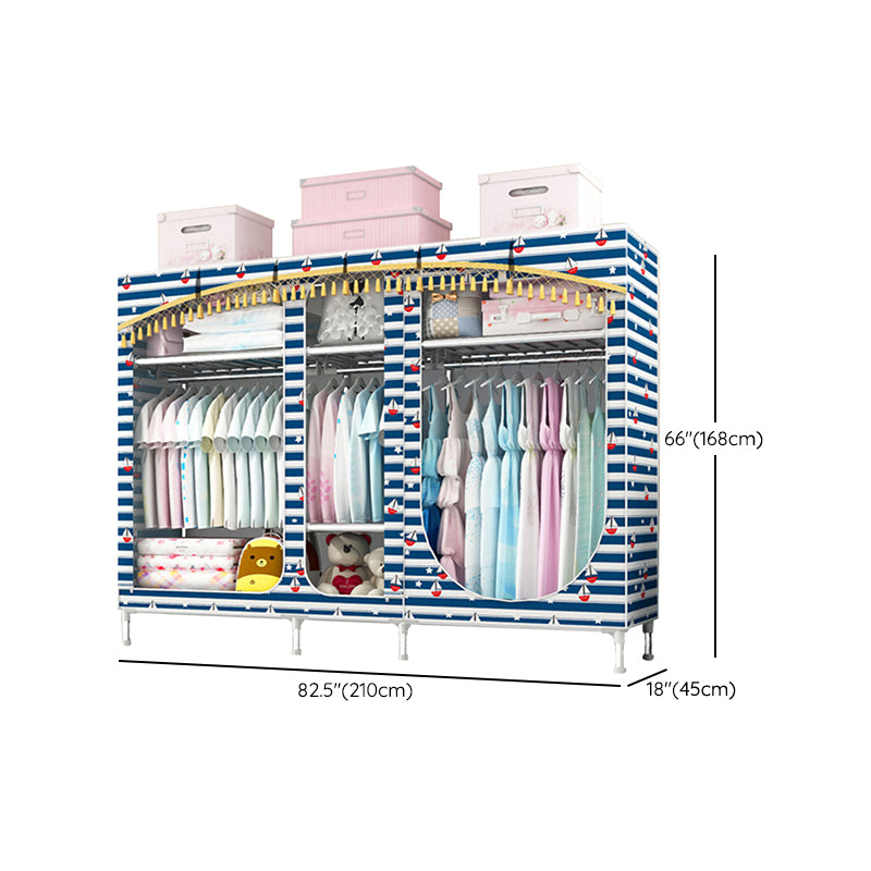Contemporary Style Steel Wardrobe 3-door Wardrobe Closet with Legs