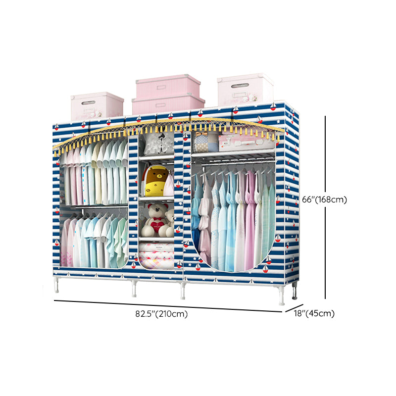 Contemporary Style Steel Wardrobe 3-door Wardrobe Closet with Legs