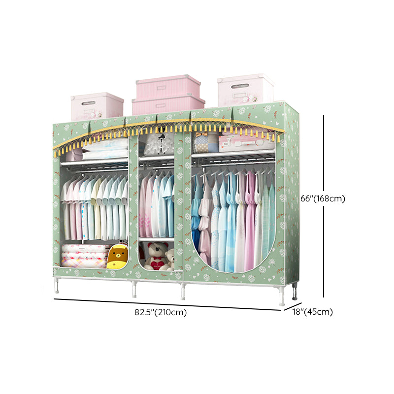 Contemporary Style Steel Wardrobe 3-door Wardrobe Closet with Legs